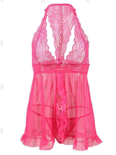 Plus Size Lace Mesh See Thru Sexy Lingerie Set L Price From Rosegal In Uae Yaoota