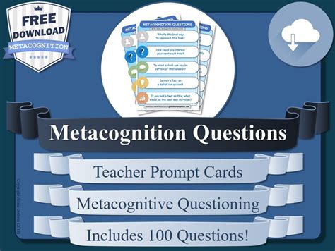 Metacognition Teachers Prompt Cards Free Metacognitive Tool