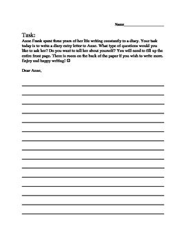 Anne Frank Letter Writing Activity by Miss Leslie | TPT