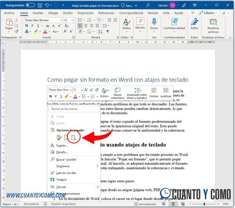 Como Pegar Sin Formato En Word Con Atajos De Teclado