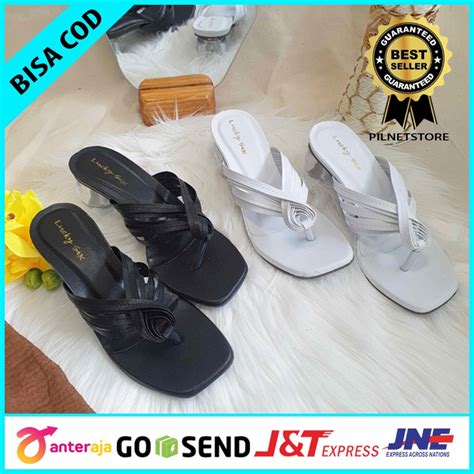 Jual Sendal Wanita Hak Kaca Kekinian Sandal Kondangan Selop Pesta