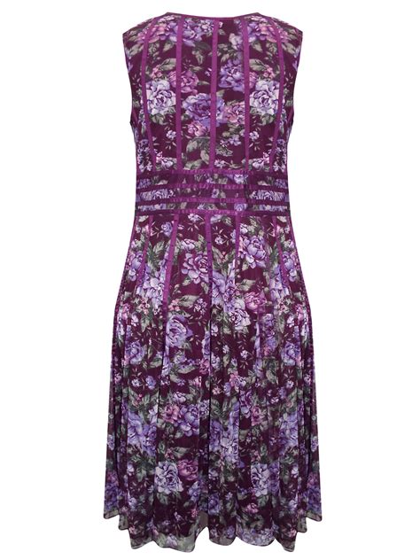 Roamans Roamans Purple Sleeveless Mesh Ribbon Seam Dress Plus