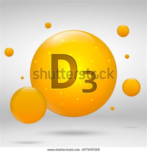 Vitamin D Gold Icon Cholecalciferol Drop Stock Vector Royalty Free