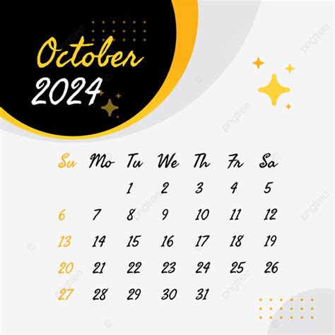 Dise O De Calendario Mensual De Octubre De Vector Png Octubre