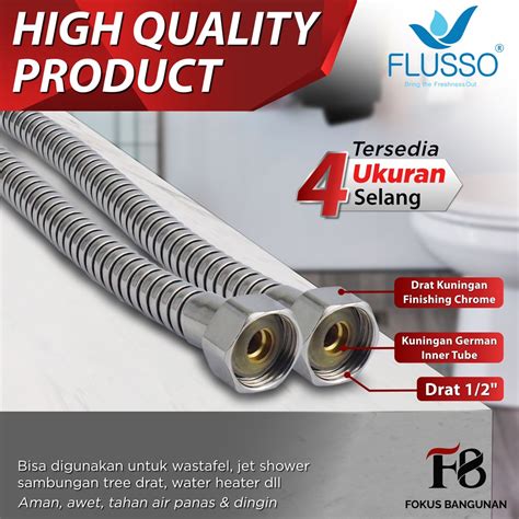 Jual FLUSSO Selang Wastafel Flexible Pipa Air Ke Kran Flaxible