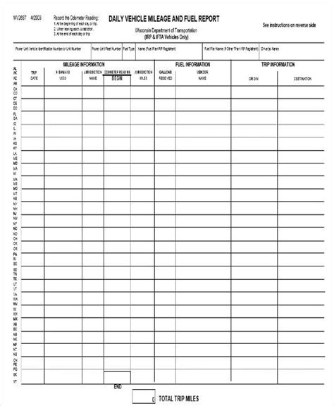 Government Vehicle Log Sheet