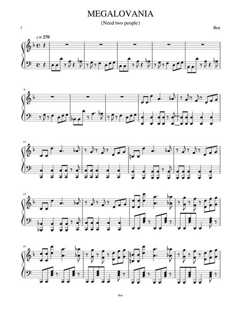 Megalovania Piano Sheet Music For Piano Solo