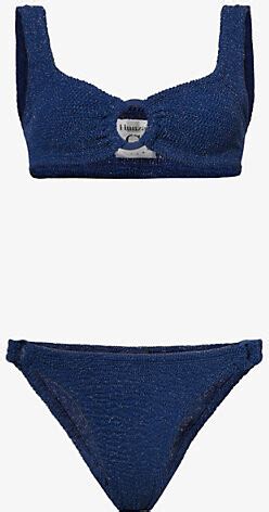 Hunza G Womens Navy Silver Hallie Crinkled Texture Bikini Shopstyle