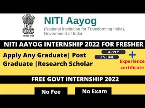 Niti Aayog Internship Work From Home Internship For Freshers