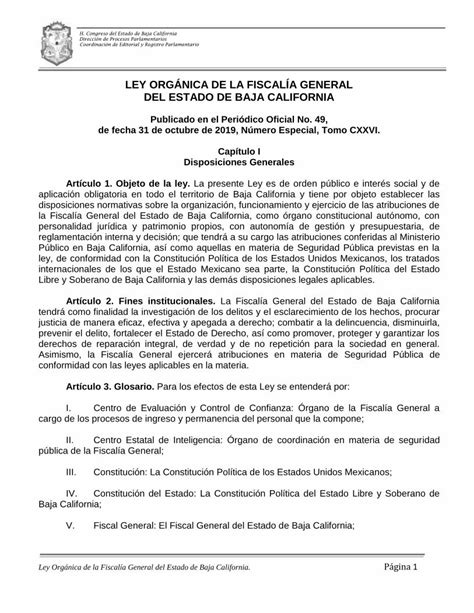 Pdf Ley OrgÁnica De La FiscalÍa General Del Estado De Baja · Principios Rectores La