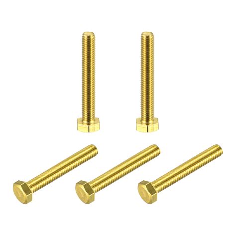 Brass Hex Bolts M6x40mm 5 Pack Fully Thread Grade 4 8 Machine Screws