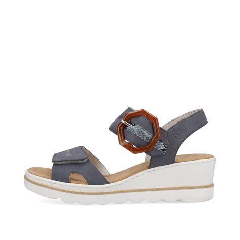 Rieker Ladies Buckle Trim Adjustable Wedge Sandal Hobson Shoes