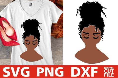 Abstract Black Woman Svg Messy Bun Svg Melanin Svg Afro