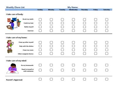 Kids My Chores Checklist