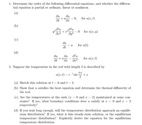 Solved 1 Determine The Order Of The Following Differential