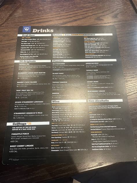 Menu at Topgolf pub & bar, Baltimore