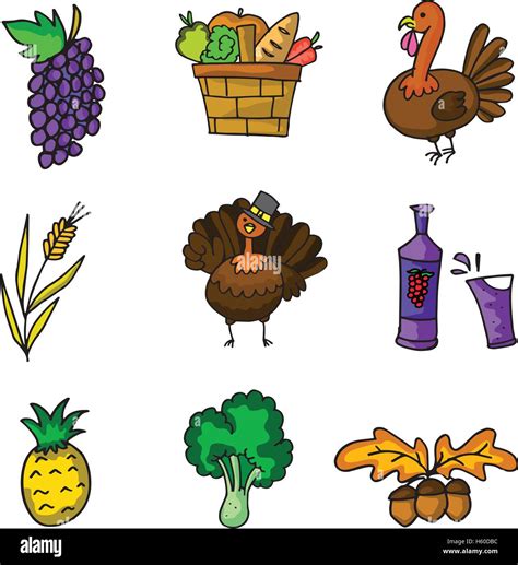 Doodle Of Thanksgiving Set Element Stock Vector Image Art Alamy