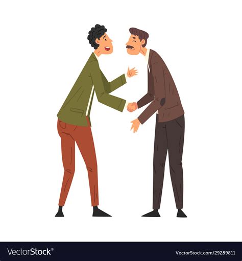 Meet Two Friends Business Meeting Male Royalty Free Vector