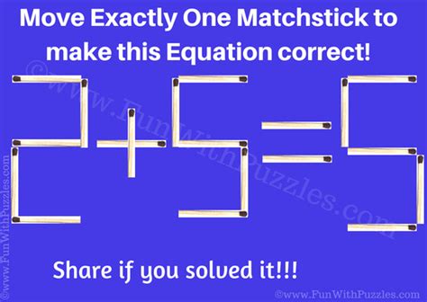 Matchstick Puzzle for Children with Answer