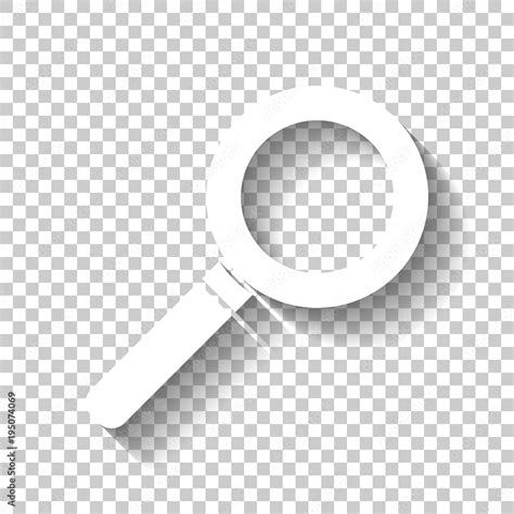 Magnifying Glass Icon White Icon With Shadow On Transparent Background