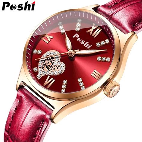 POSHI Original Womens Watches Fashion Women Leather Casual Watch