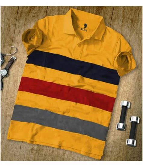 Buy Tshirt For Men Blive Men Color Block Polo Neck Multicolor T Shirt