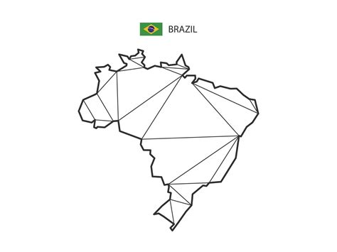 Mosaic Triangles Map Style Of Brazil Isolated On A White Background