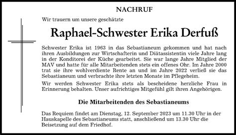 Traueranzeigen Von Erika Derfu Augsburger Allgemeine Zeitung