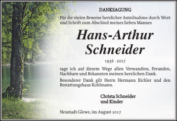 Traueranzeigen Von Hans Arthur Schneider Trauer Nordkurier