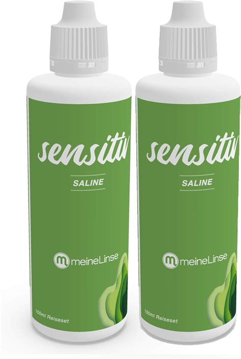 meineLinse Sensitiv Saline 100ml Reiseset Kochsalzlösung für