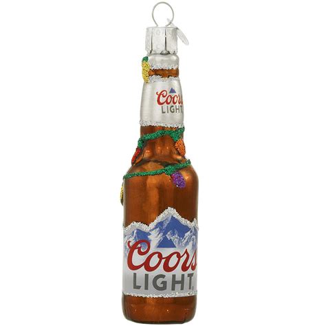 Holiday Coors Light Beer Bottle Glass Ornament