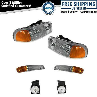 Headlight Parking Fog Driving Light Lamp Lh Rh Set Of For Gmc Sierra