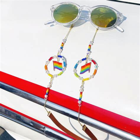 Rainbow Flag Glasses Chain Lqbtqia Eyeglasses Chain Pride Swarovski Crystal Sunglasses Chain