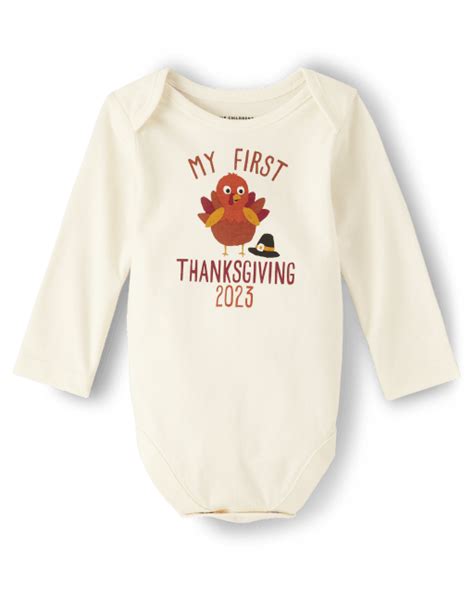 Unisex Baby Long Sleeve First Thanksgiving Graphic Bodysuit Fair