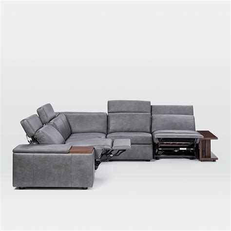 Enzo Leather Reclining 5 Seater Sectional Deluxe Arm West Elm