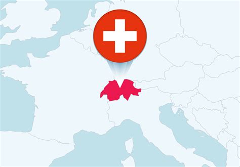 Europe with selected Switzerland map and Switzerland flag icon ...