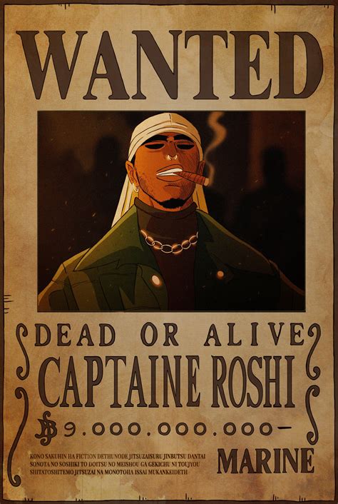 An Old Wanted Poster With Captain Roshi On It