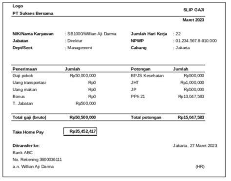 Lengkap 9 Template Slip Gaji Karyawan Swasta Blog Gadjian