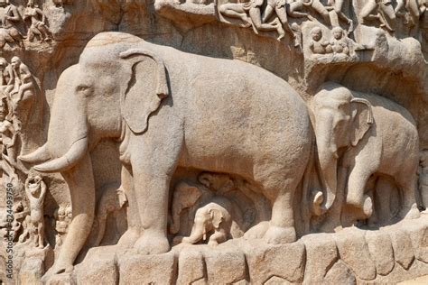 Descent Of The Ganges A Giant Open Air Rock Bas Relief Carved On Two