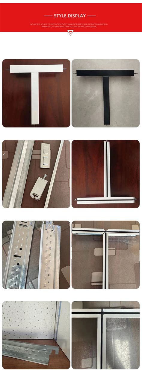 Decorative False Ceiling T Grid Flat Surface White T Bar Ceiling Frames