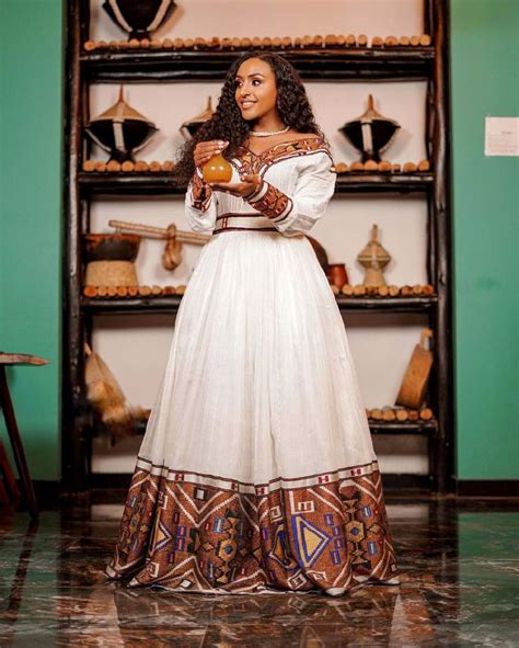 Gorgeous Habesha Dress Exquisite Brown Ethiopian Traditional Dress In