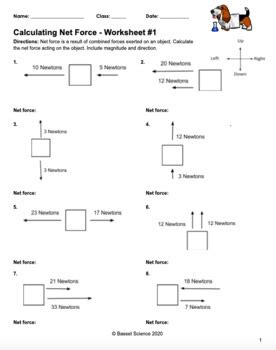 Net Force Worksheet With Key By Basset Science Tpt