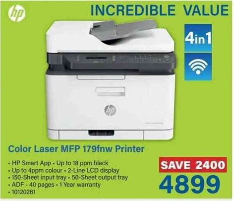 Hp Color Laser Mfp Fnw Printer Offer At Incredible Connection