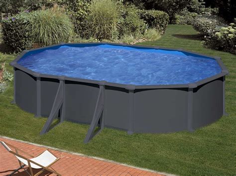 Piscine Acier Gris Anthracite Juni Ovale X X M Gr