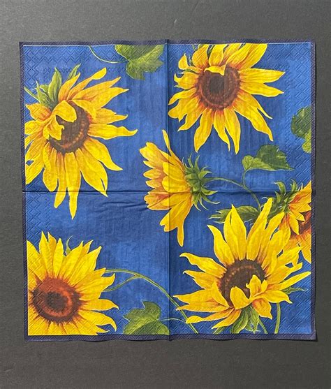 Sunflower Paper Napkin Each Etsy