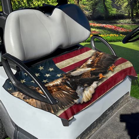 FKELYI Eagle Golf Cart Seat Cover Towel 2-Seat USA Flag Soft Golf Cart ...