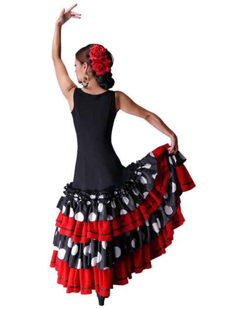 Flamenco Flare Dress With Polka Dots Frills Black Red G Br