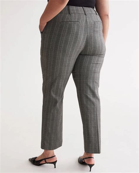 Pantalon ingénieux carreauté à jambe droite coupe petite Essentiels