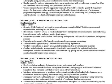 Qa Manager Resume Sample Senior Quality Assurance Manager Resume