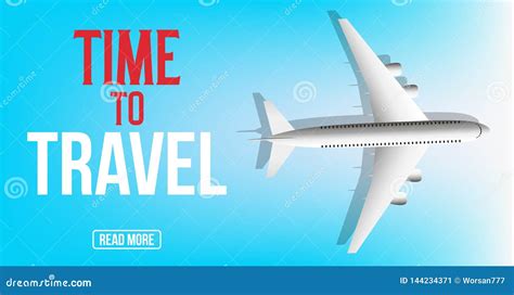 Travel Agency Promo Banner Poster Design With Airplane Vector